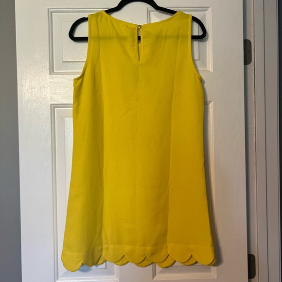 NWT yellow small sheath shirt dress boutique scalloped summer wedding - Picture 6 of 9